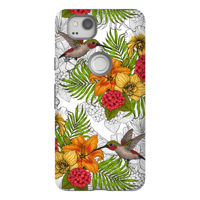 Pixel 2 StrongFit Hummingbirds and tropical bouquet by Katerina Kirilova