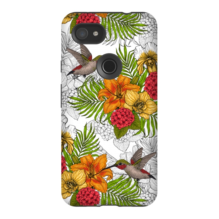 Pixel 3AXL StrongFit Hummingbirds and tropical bouquet by Katerina Kirilova