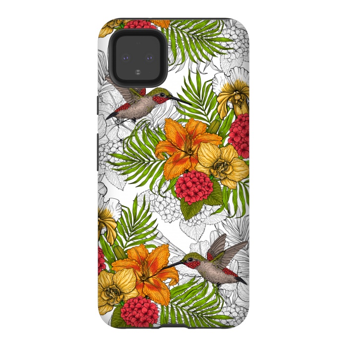 Pixel 4XL StrongFit Hummingbirds and tropical bouquet by Katerina Kirilova