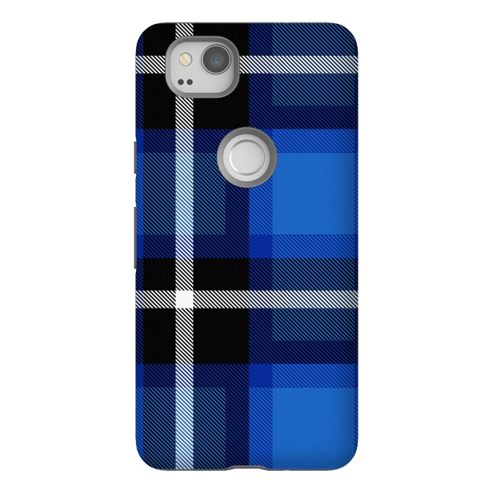 Pixel 2 StrongFit Blue Scottish Plaid by TMSarts