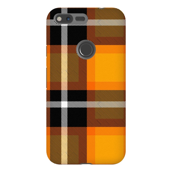 Pixel XL StrongFit Orange Scottish Plaid by TMSarts