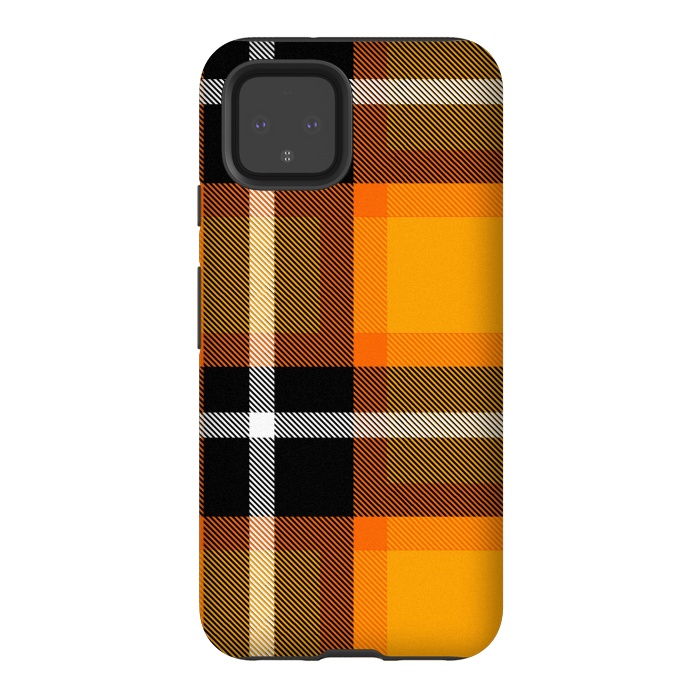 Pixel 4 StrongFit Orange Scottish Plaid by TMSarts