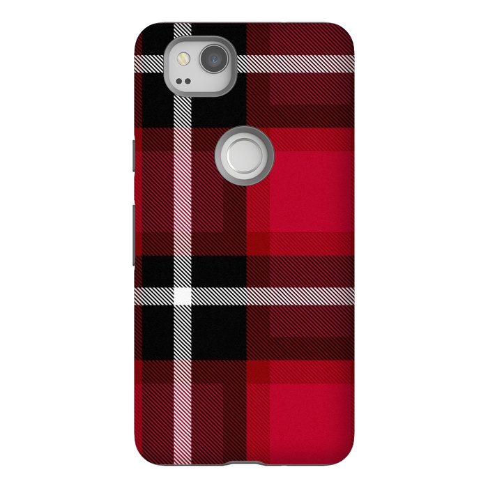 Pixel 2 StrongFit Red Scottish Plaid by TMSarts