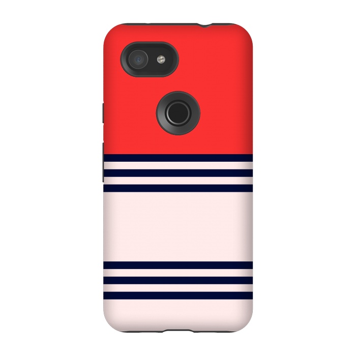 Pixel 3A StrongFit Red Retro Stripes by TMSarts
