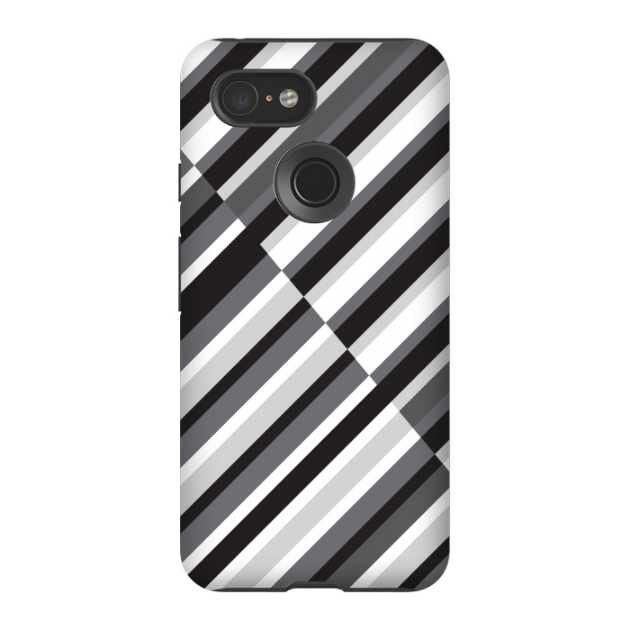 Pixel 3 StrongFit Black Crossing Striped by TMSarts