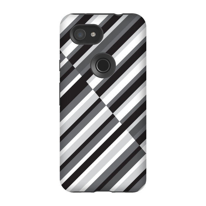 Pixel 3A StrongFit Black Crossing Striped by TMSarts
