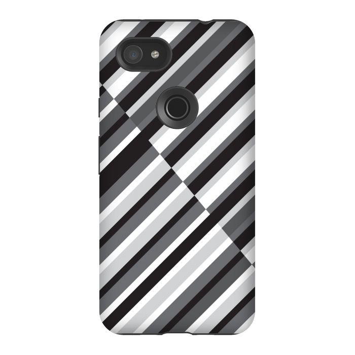 Pixel 3AXL StrongFit Black Crossing Striped by TMSarts