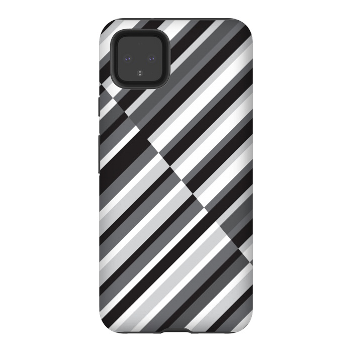 Pixel 4XL StrongFit Black Crossing Striped by TMSarts