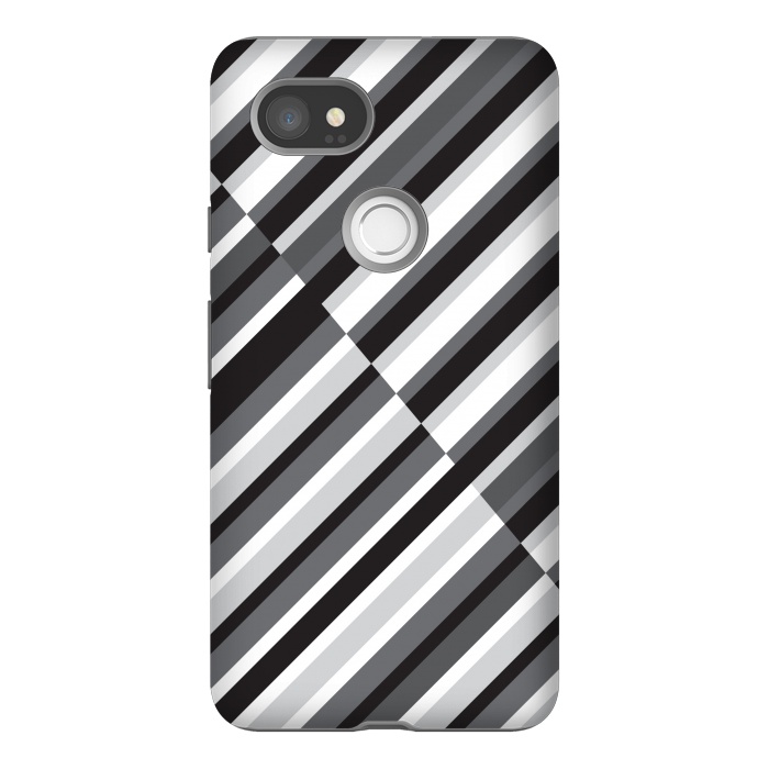 Pixel 2XL StrongFit Black Crossing Striped by TMSarts
