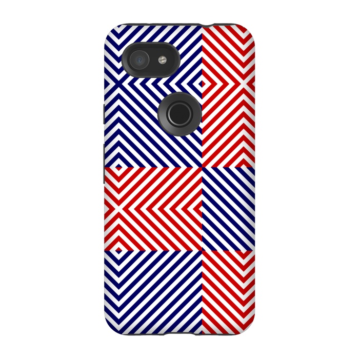 Pixel 3A StrongFit Red Blue Crossing Diagonal Striped by TMSarts