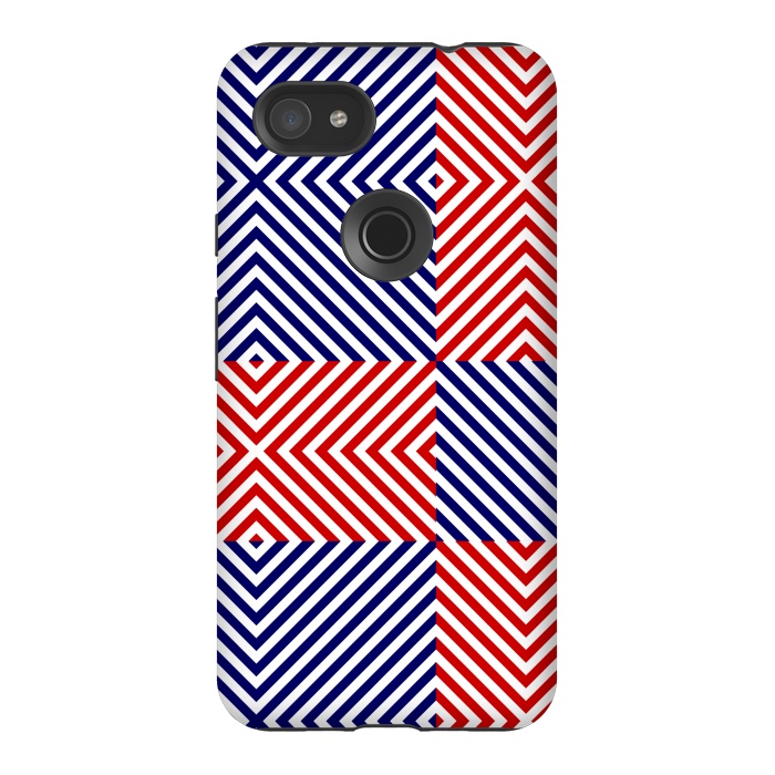 Pixel 3AXL StrongFit Red Blue Crossing Diagonal Striped by TMSarts