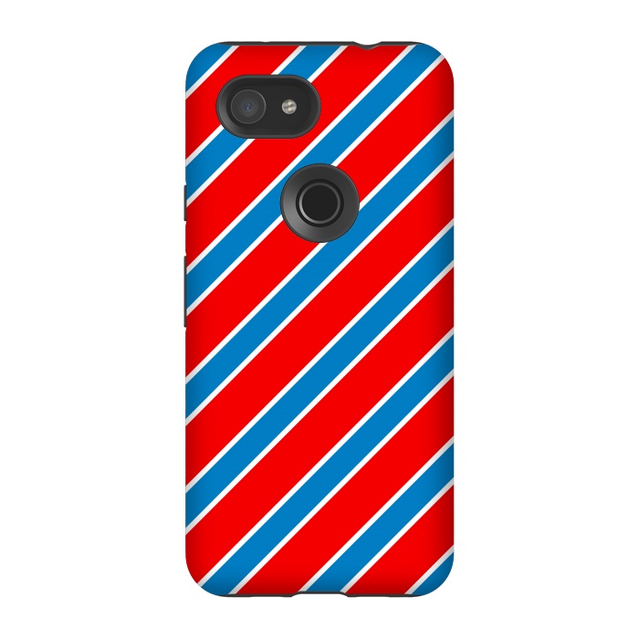 Pixel 3A StrongFit Red Blue Diagonal Stripes by TMSarts