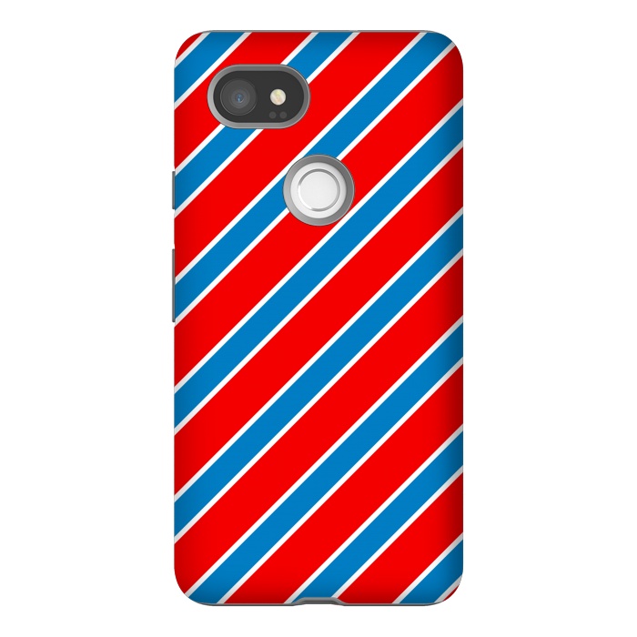 Pixel 2XL StrongFit Red Blue Diagonal Stripes by TMSarts