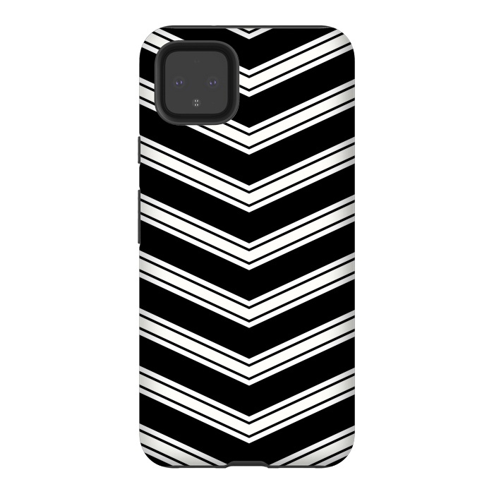 Pixel 4XL StrongFit Black And White Chevrons by TMSarts
