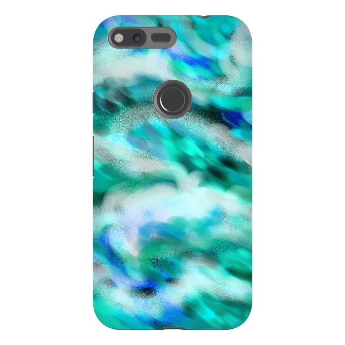 Pixel XL StrongFit Waves blue abstract art painting phone case by Josie