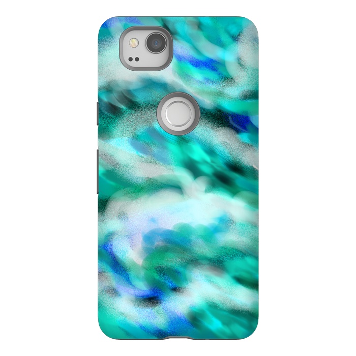 Pixel 2 StrongFit Waves blue abstract art painting phone case by Josie