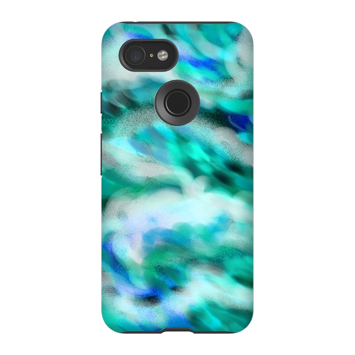 Pixel 3 StrongFit Waves blue abstract art painting phone case by Josie