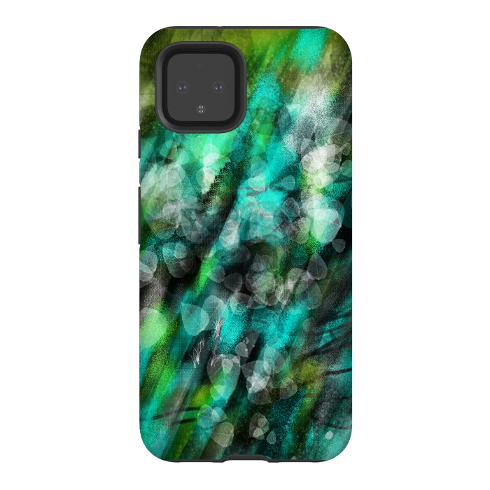 Pixel 4 StrongFit Blue green textured abstract digital art by Josie