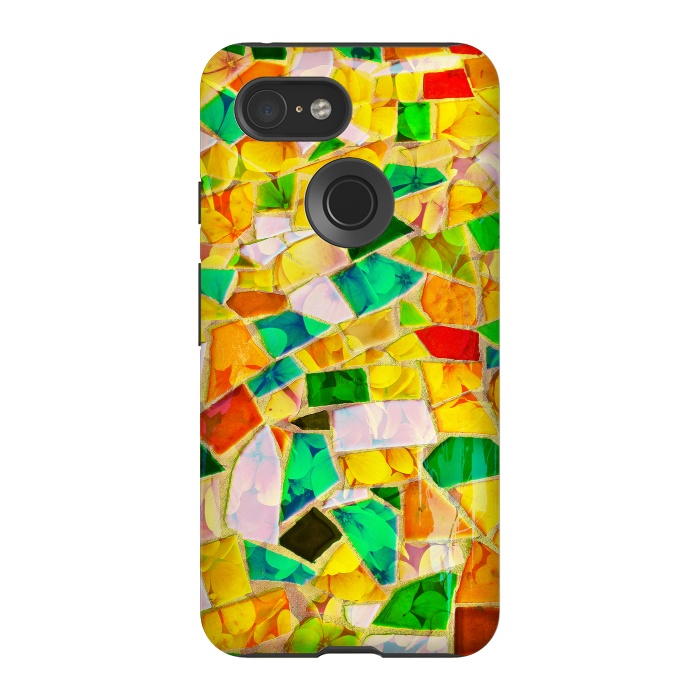 Pixel 3 StrongFit Yellow glass abstract art painting phone case by Josie