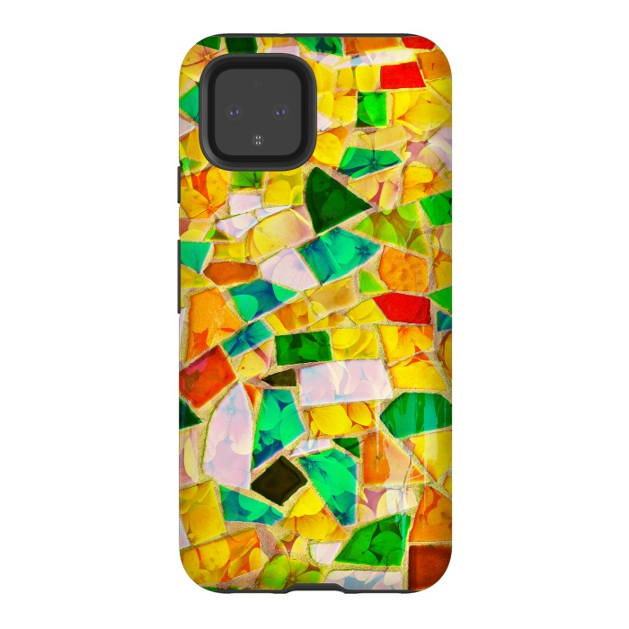 Pixel 4 StrongFit Yellow glass abstract art painting phone case by Josie