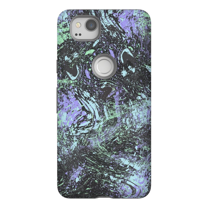 Pixel 2 StrongFit Dripping Splatter Purple Turquoise by Ninola Design