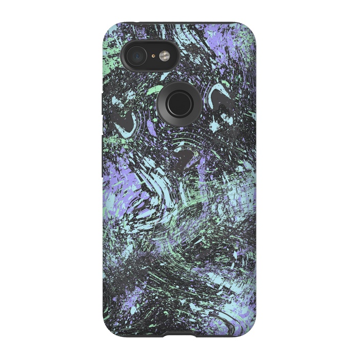 Pixel 3 StrongFit Dripping Splatter Purple Turquoise by Ninola Design