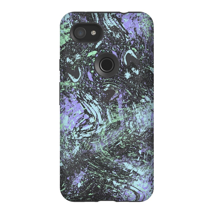 Pixel 3AXL StrongFit Dripping Splatter Purple Turquoise by Ninola Design
