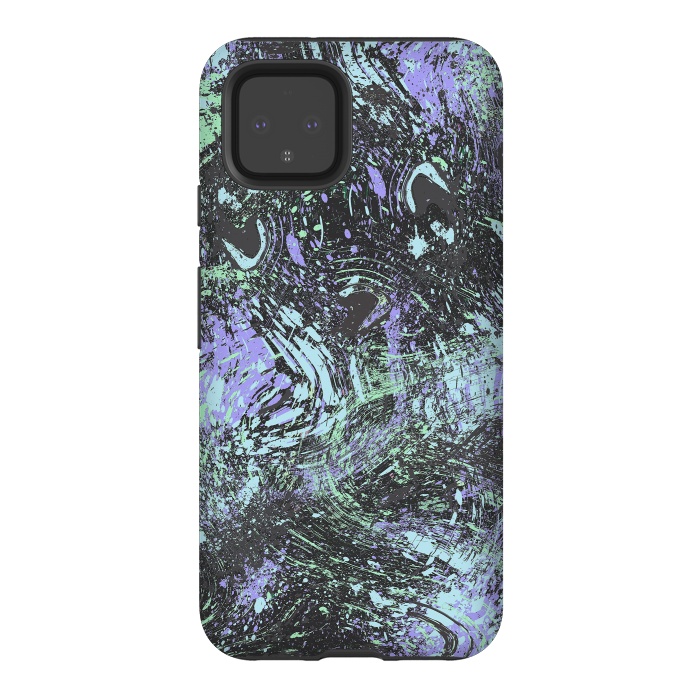 Pixel 4 StrongFit Dripping Splatter Purple Turquoise by Ninola Design