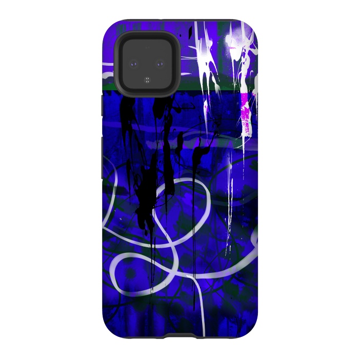 Pixel 4 StrongFit Blue paint strokes phone case by Josie