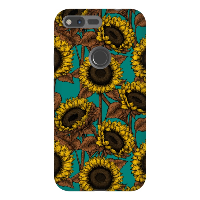 Pixel XL StrongFit Sunflowers on turquoise by Katerina Kirilova