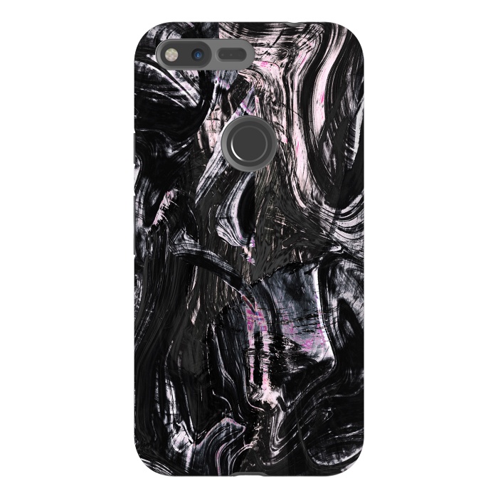 Pixel XL StrongFit Brushed black pink ink marble by Oana 