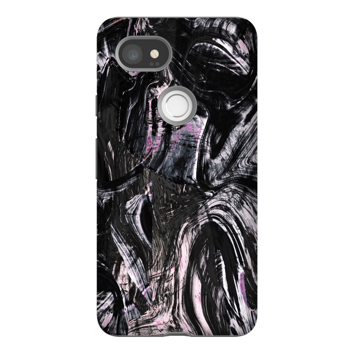 Pixel 2XL StrongFit Brushed black pink ink marble by Oana 