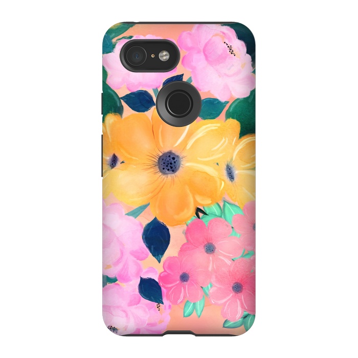 Pixel 3 StrongFit Cute Colorful Romantic Watercolor Flowers  by InovArts