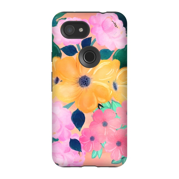 Pixel 3A StrongFit Cute Colorful Romantic Watercolor Flowers  by InovArts