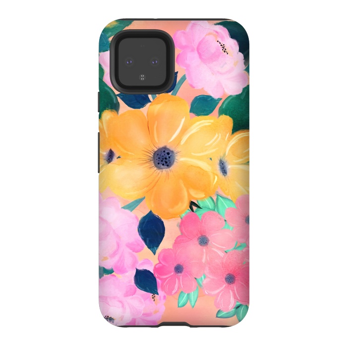 Pixel 4 StrongFit Cute Colorful Romantic Watercolor Flowers  by InovArts