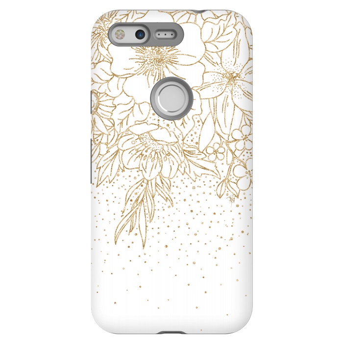 Pixel StrongFit Cute Gold floral doodles and confetti design by InovArts