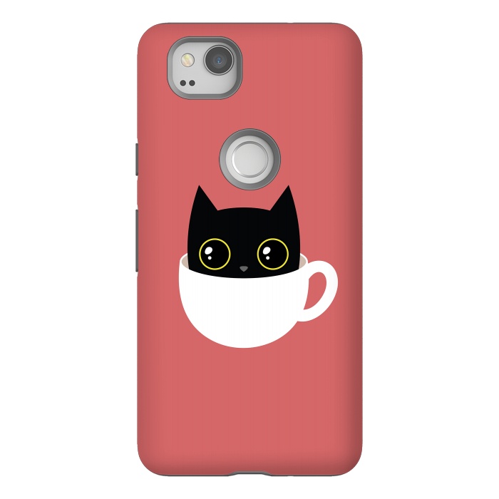 Pixel 2 StrongFit Coffee cat by Laura Nagel