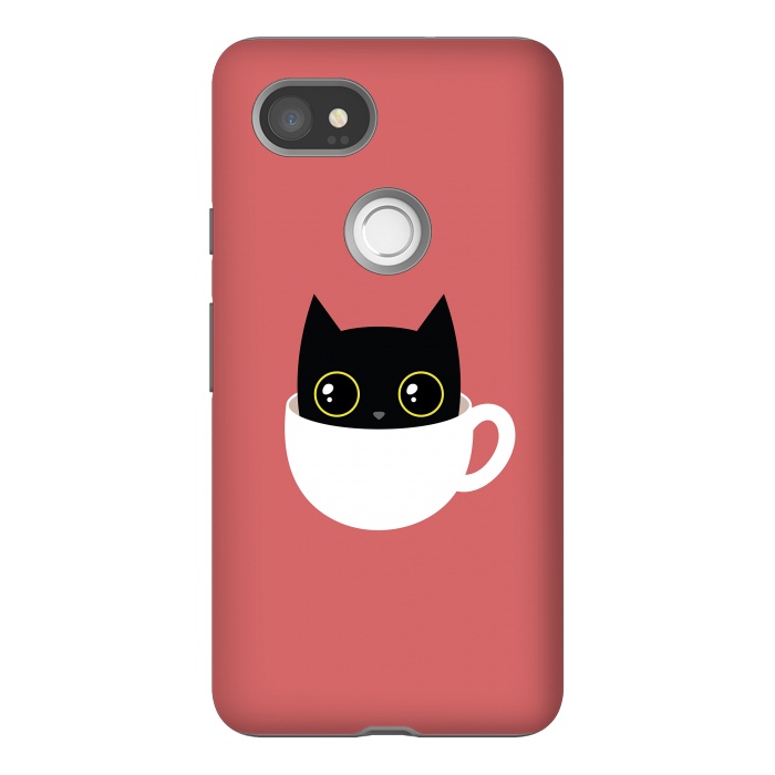 Pixel 2XL StrongFit Coffee cat by Laura Nagel