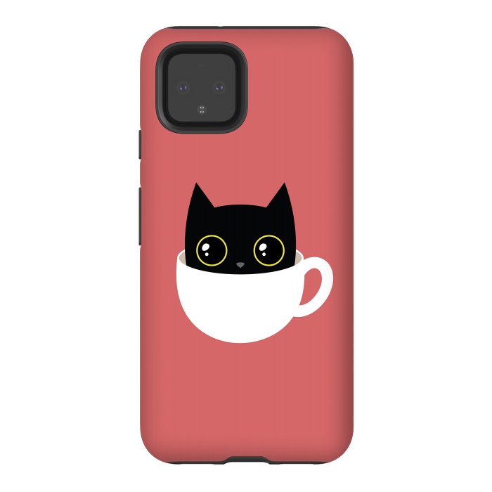 Pixel 4 StrongFit Coffee cat by Laura Nagel
