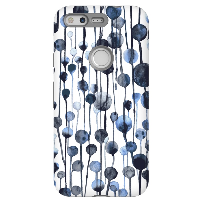 Pixel StrongFit Dripping Watercolor Dots Navy by Ninola Design
