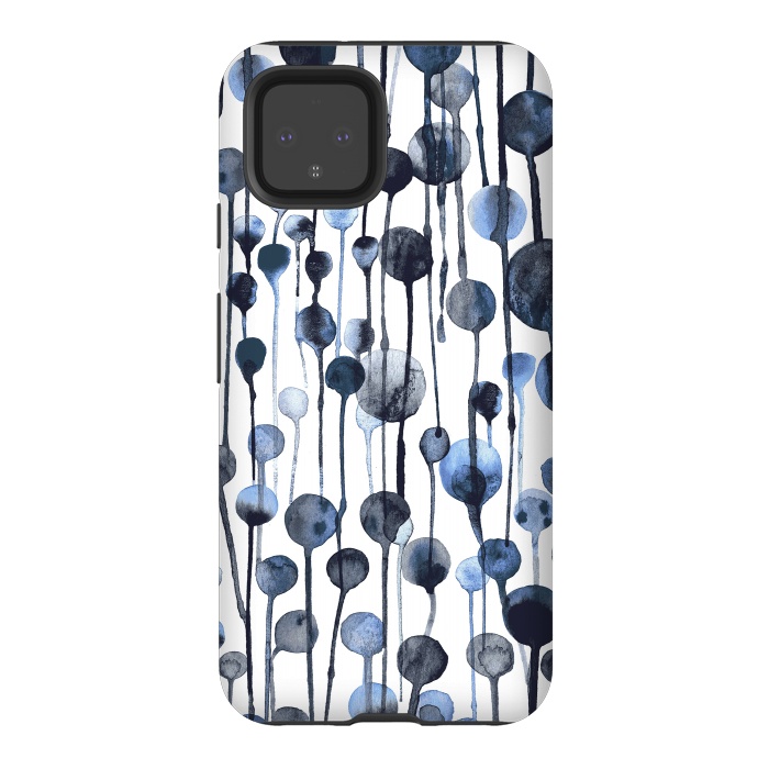 Pixel 4 StrongFit Dripping Watercolor Dots Navy by Ninola Design
