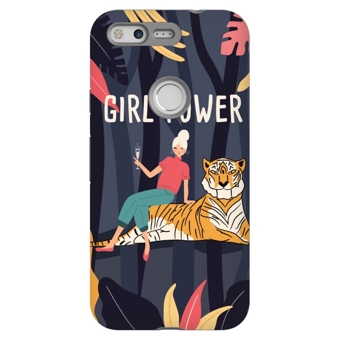 Pixel StrongFit Girl Power - Woman and Tiger by Jelena Obradovic
