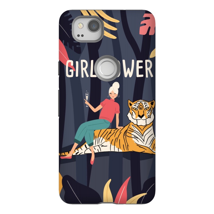 Pixel 2 StrongFit Girl Power - Woman and Tiger by Jelena Obradovic