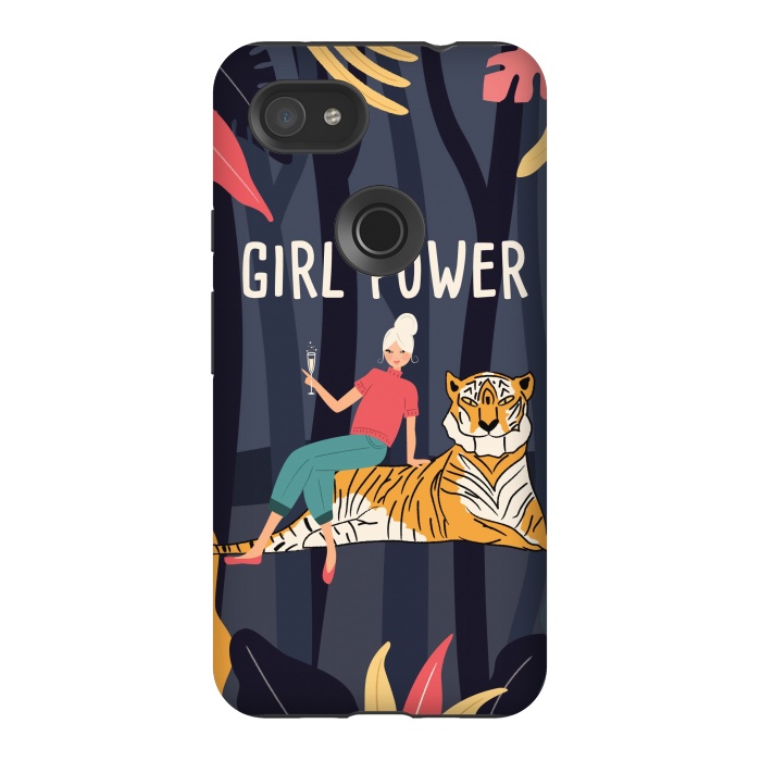 Pixel 3AXL StrongFit Girl Power - Woman and Tiger by Jelena Obradovic