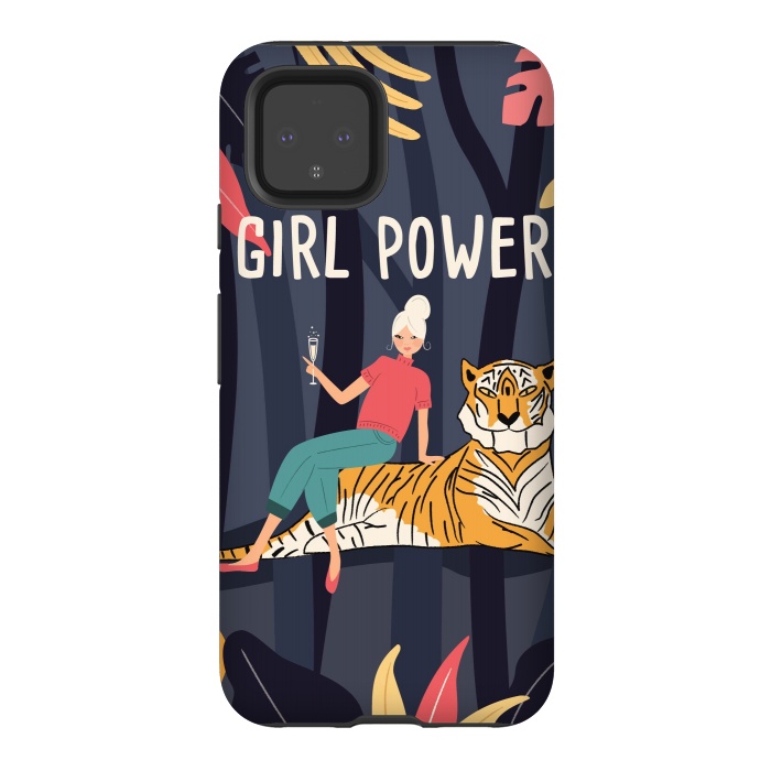 Pixel 4 StrongFit Girl Power - Woman and Tiger by Jelena Obradovic
