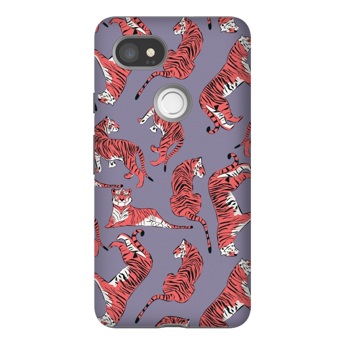 Pixel 2XL StrongFit Tiger pattern, purple, 007 by Jelena Obradovic