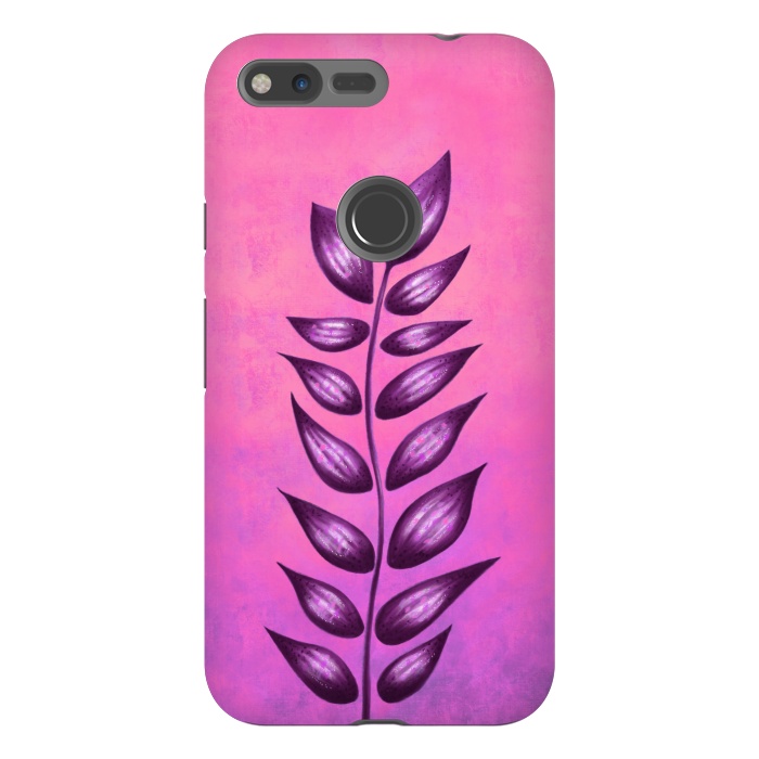 Pixel XL StrongFit Abstract Plant Surreal Botanical Art In Pink And Purple by Boriana Giormova