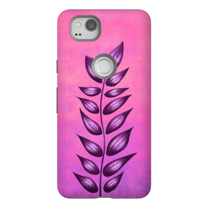 Pixel 2 StrongFit Abstract Plant Surreal Botanical Art In Pink And Purple by Boriana Giormova