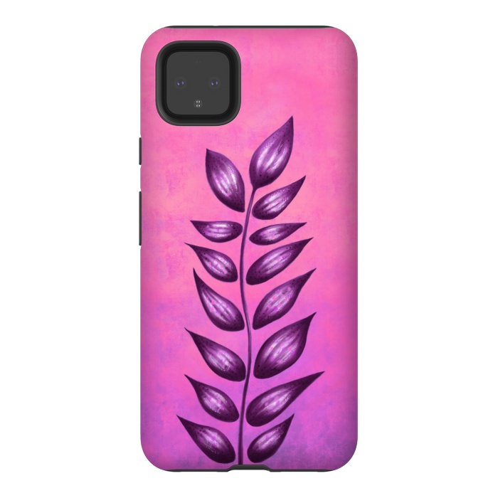 Pixel 4XL StrongFit Abstract Plant Surreal Botanical Art In Pink And Purple by Boriana Giormova