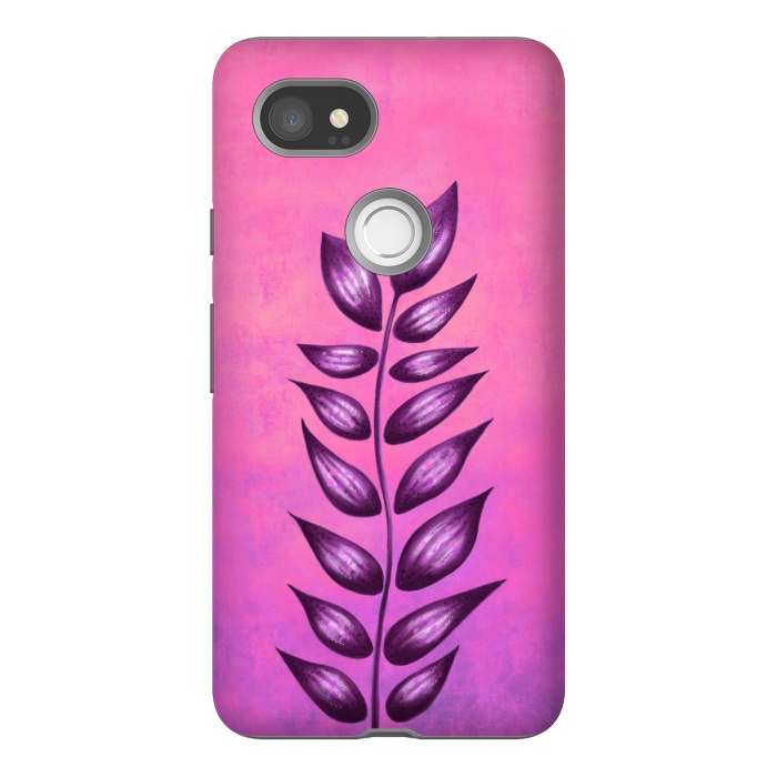 Pixel 2XL StrongFit Abstract Plant Surreal Botanical Art In Pink And Purple by Boriana Giormova